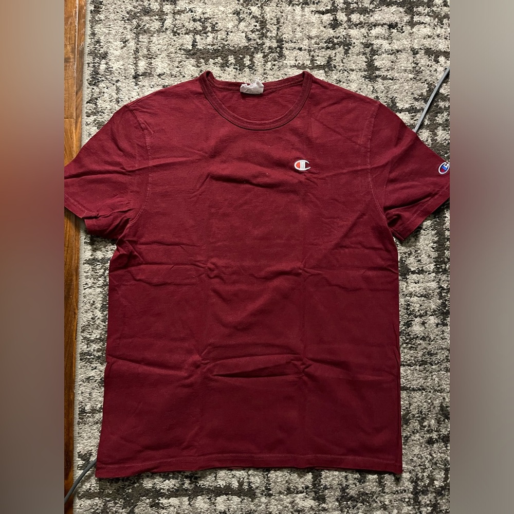 Burgundy/Red Champion shirt